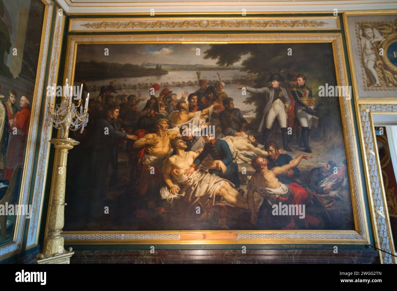 Schloss Versailles, Versailles, Frankreich, 08.18.2023, Gemälde der Schlacht bei Aspern-Essling, Napoleon überquerte die Donau bei Wien, aber die Franzosen Stockfoto