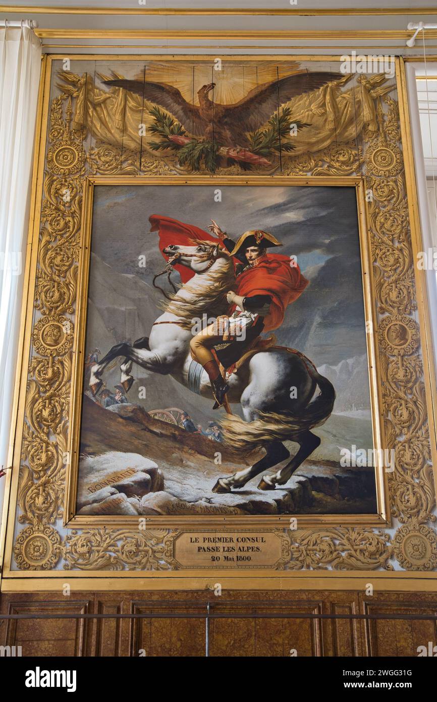 Schloss Versailles, Versailles, Frankreich, 08.18.2023 Gemälde der Schlacht bei Aspern-Essling, Napoleon überquerte die Donau bei Wien Stockfoto