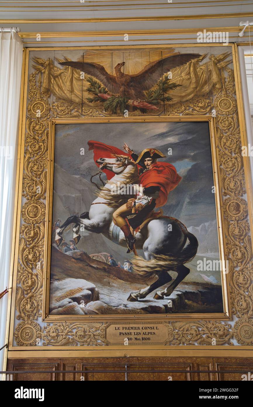 Schloss Versailles, Versailles, Frankreich, 08.18.2023 Gemälde der Schlacht bei Aspern-Essling, Napoleon überquerte die Donau bei Wien Stockfoto