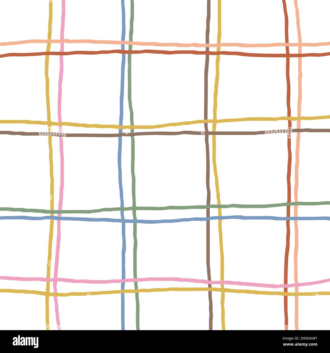 Retro stumpf schmutzige Farben Gitterstreifen Vektormuster. Hand gezeichneter geometrischer abstrakter, gestreifter Hintergrund Stock Vektor