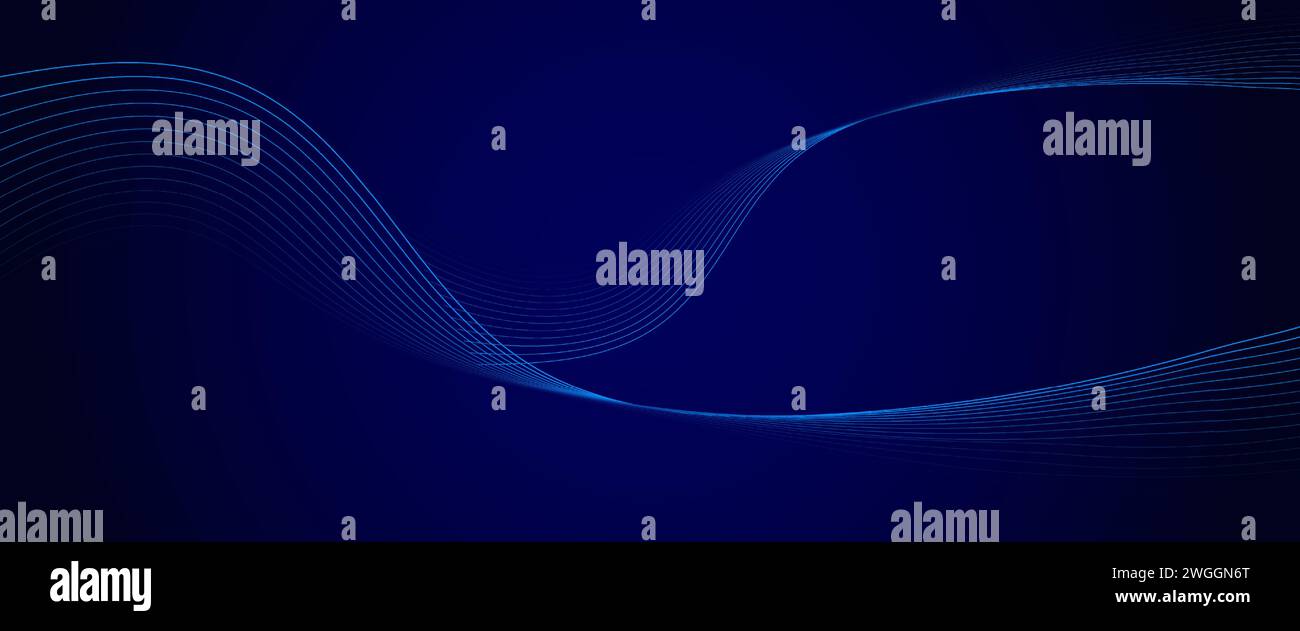 Futuristischer abstrakter Hintergrund. Leuchtend fließende Wellenlinien. Modernes, glänzend blaues Moving Lines Element. Stock Vektor
