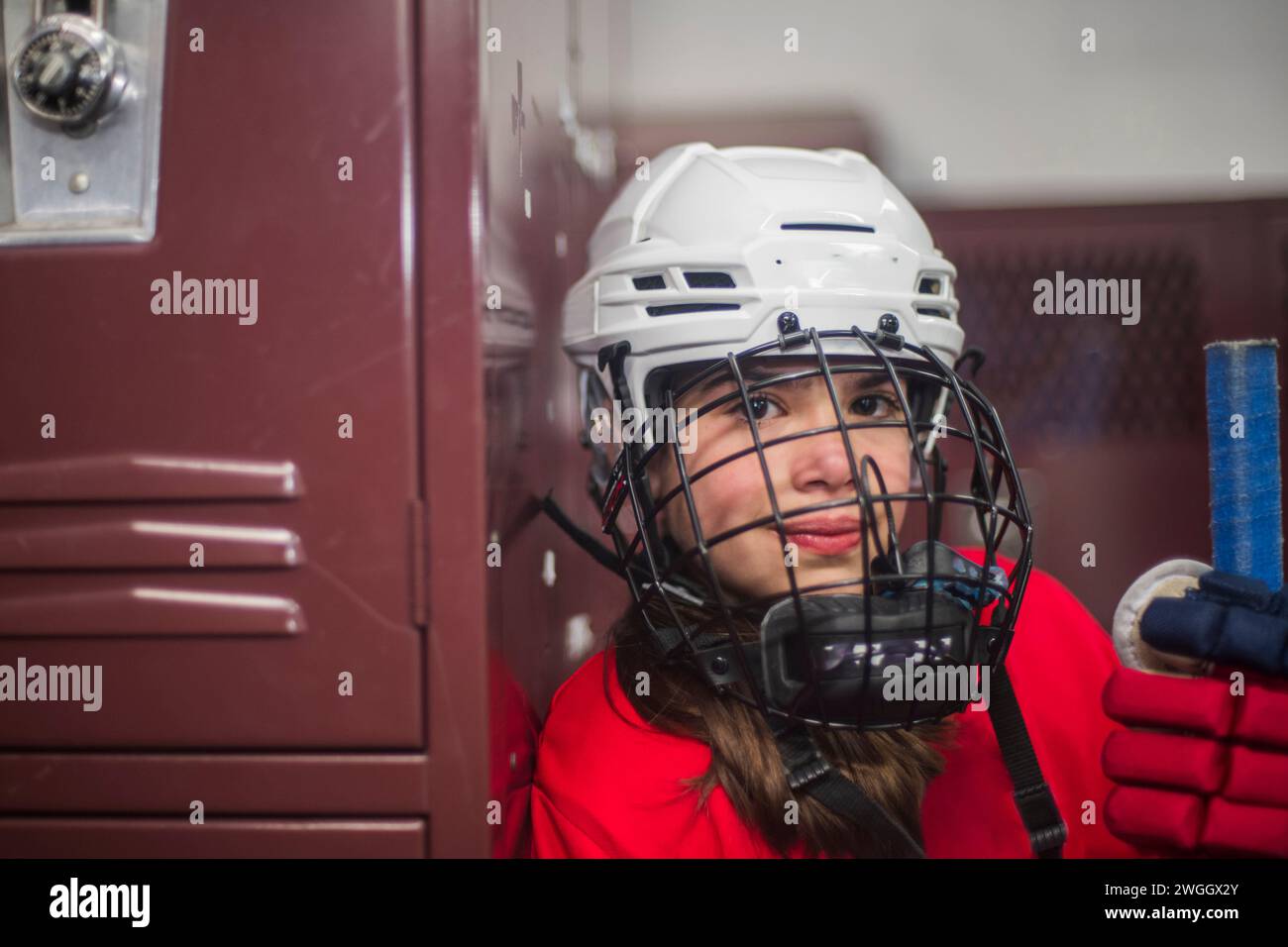 11 Jahre Hockeyspielerin Stockfoto