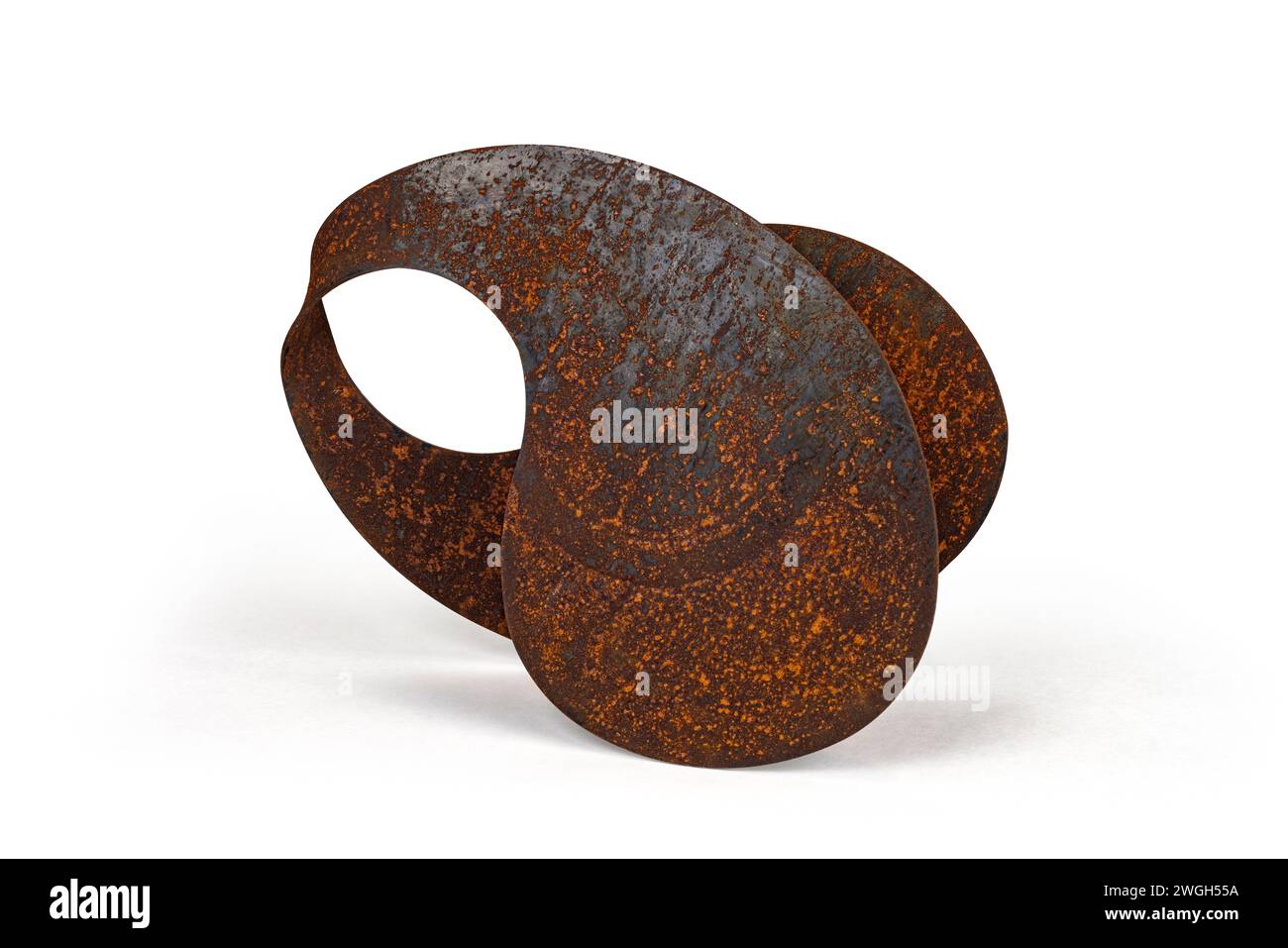 Moderne Skulptur aus rostigem Stahl des baskischen bildenden Künstlers Guillaume CHAVANNE (alias Gogara). Stockfoto