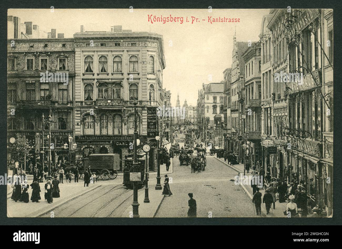 Europa, Russland , Kaliningrad, bis 1945 Deutschland, Ostpreußen, Königsberg, Blick in die Kantstraße , Postkarte, herausgegeben von Stendel ( ? ) Und Co , Dresden , Rechte werden nicht vertreten . / Europa, Russland, Kaliningrad , bis 1945 Deutschland, Ostpreußen, Königsberg, Blick auf die Königsstraße Postkarte, herausgegeben von Stendel ( ? ) Und Co, Dresden, es gibt keine Rechte. Stockfoto
