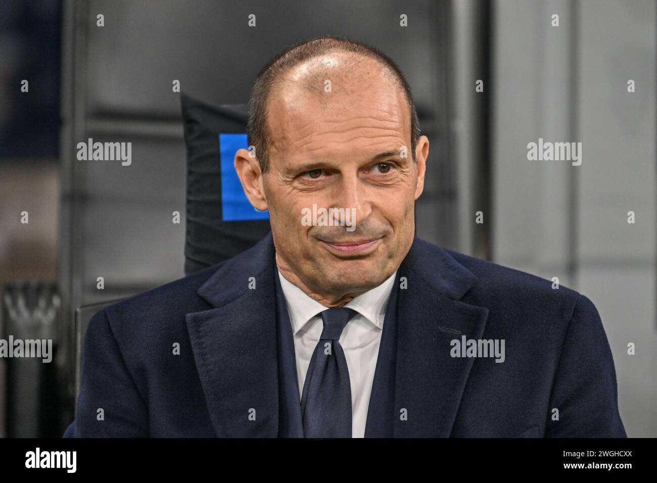 Mailand, Italien. Februar 2024. Cheftrainer Massimiliano Allegri von Juventus wurde während des Spiels zwischen Inter und Juventus bei Giuseppe Meazza in Mailand gesehen. (Foto: Gonzales Photo/Alamy Live News Stockfoto
