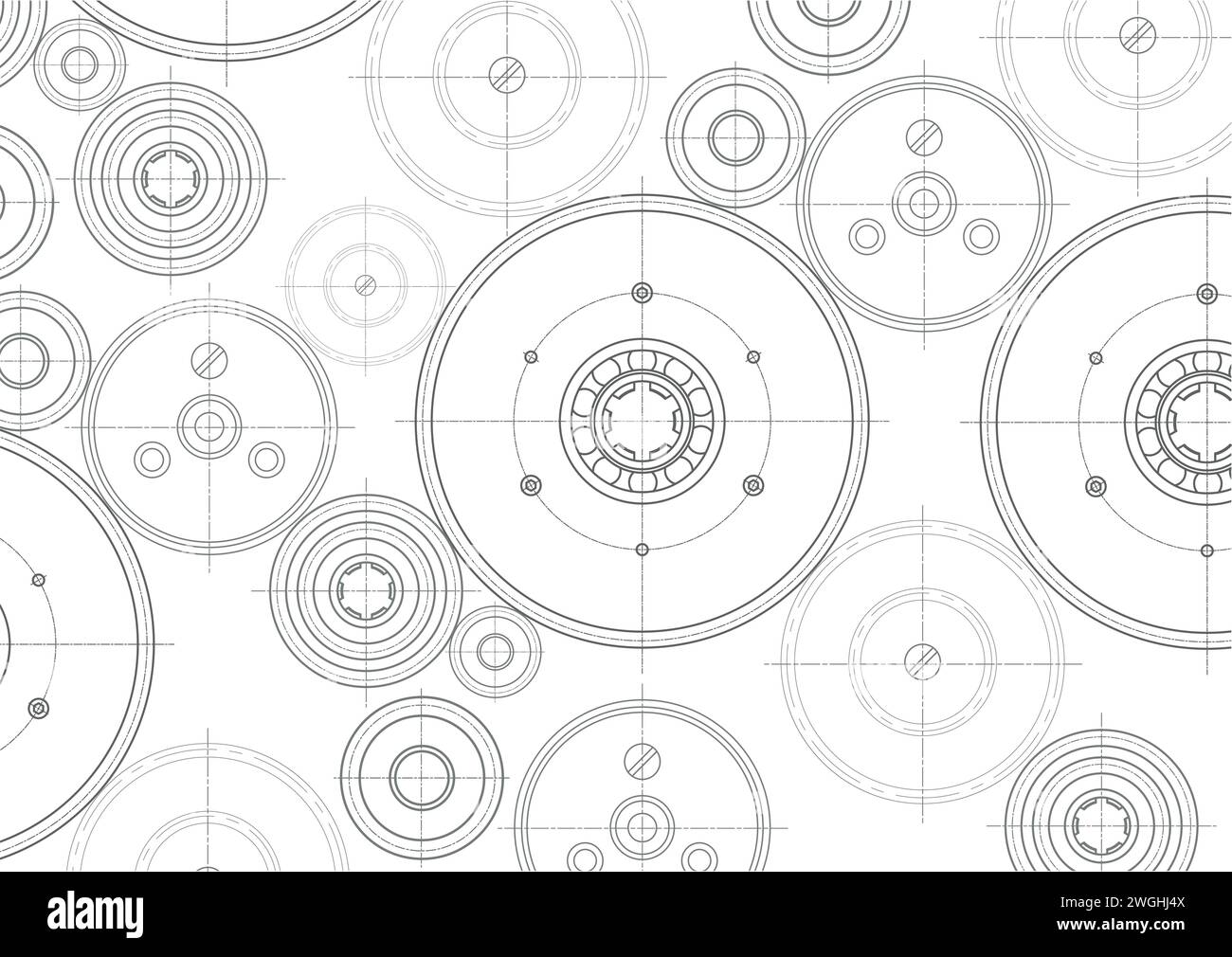 Technische Zeichnung, Hintergrund .Maschinenbau Zeichnung . Stock Vektor