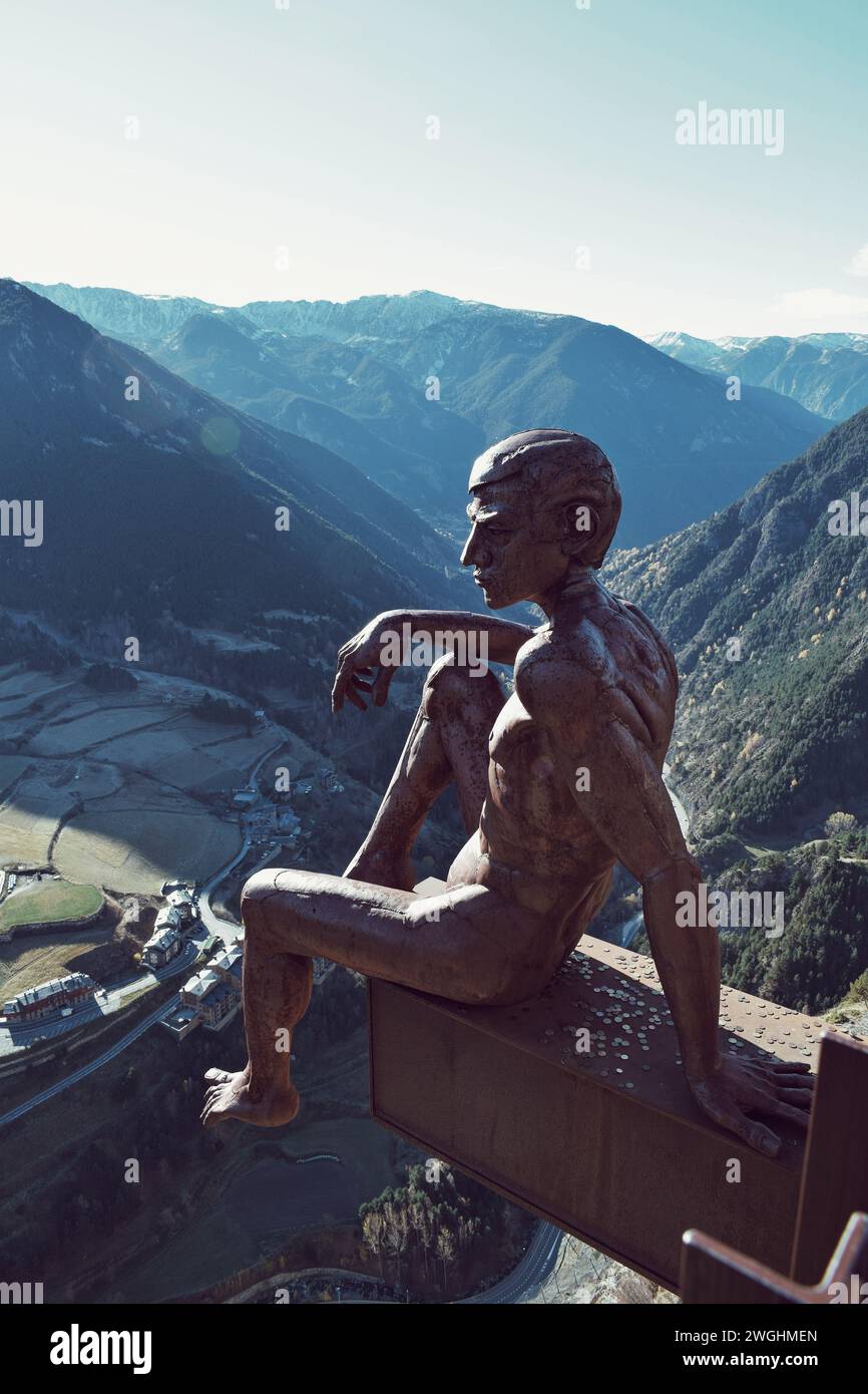 Berühmter Aussichtspunkt am Coll d'Ordino in Andorra am 18. November 2021 Stockfoto