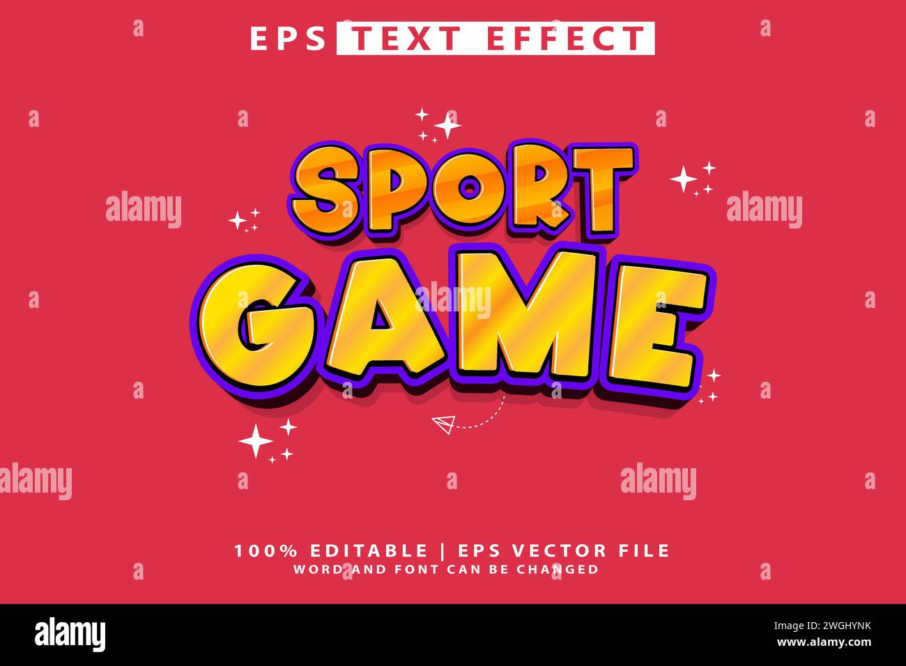 Sport Game 3D Cartoon Vorlage Stil Premium Vektor mit editierbarem Texteffekt Stock Vektor
