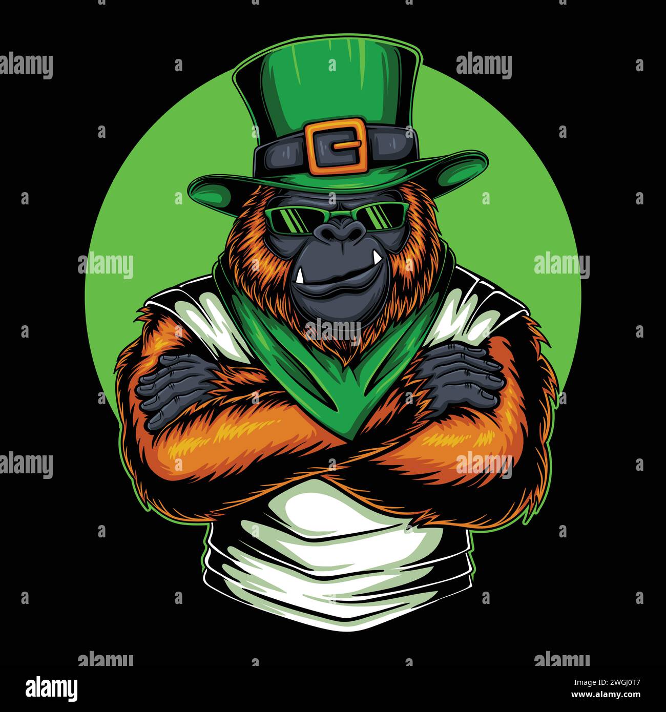 Gorilla Orange Pelz saint patrick's Day Vektor Illustration für Ihr Unternehmen oder Ihre Marke Stock Vektor