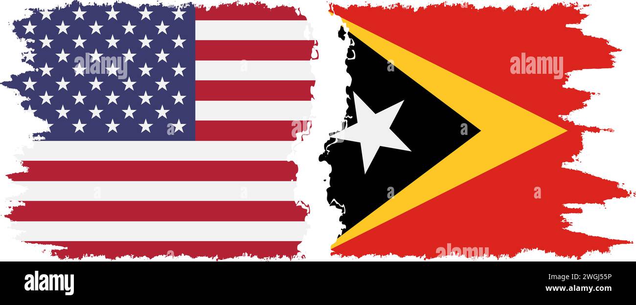 Timor-Leste - Osttimor und USA Grunge Flags Verbindung, Vektor Stock Vektor