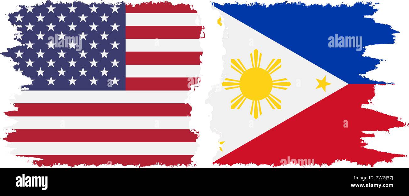 Philippinen und USA Grunge Flags Verbindung, Vektor Stock Vektor