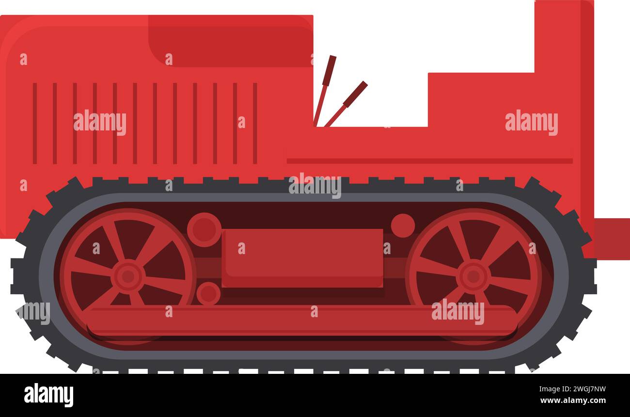 Rotes Traktorsymbol Cartoonvektor. Straßenfahrzeug. Kranausrüstung Fracht Stock Vektor