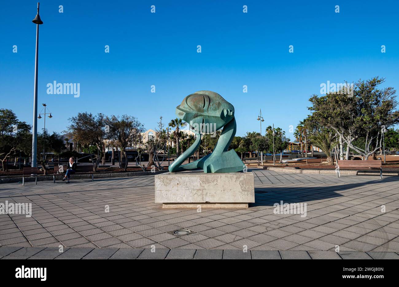 Bronze Millenium Dream Skulptur, El Sueno del Milenio im Parque Tematico pak in Arrecife, Lanzarote, Kanarische Inseln. Stockfoto