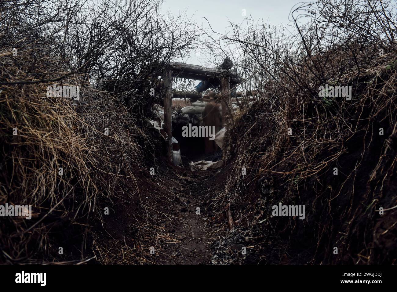 Ukraine. November 2023. Adrien Vautier/Le Pictorium - an der Front in der Ukraine während des Krieges - 29/11/2023 - Ukraine - ukrainischer Graben an der Niou-Iork-Front. Oblast Donezk, 29. November 2023. Quelle: LE PICTORIUM/Alamy Live News Stockfoto