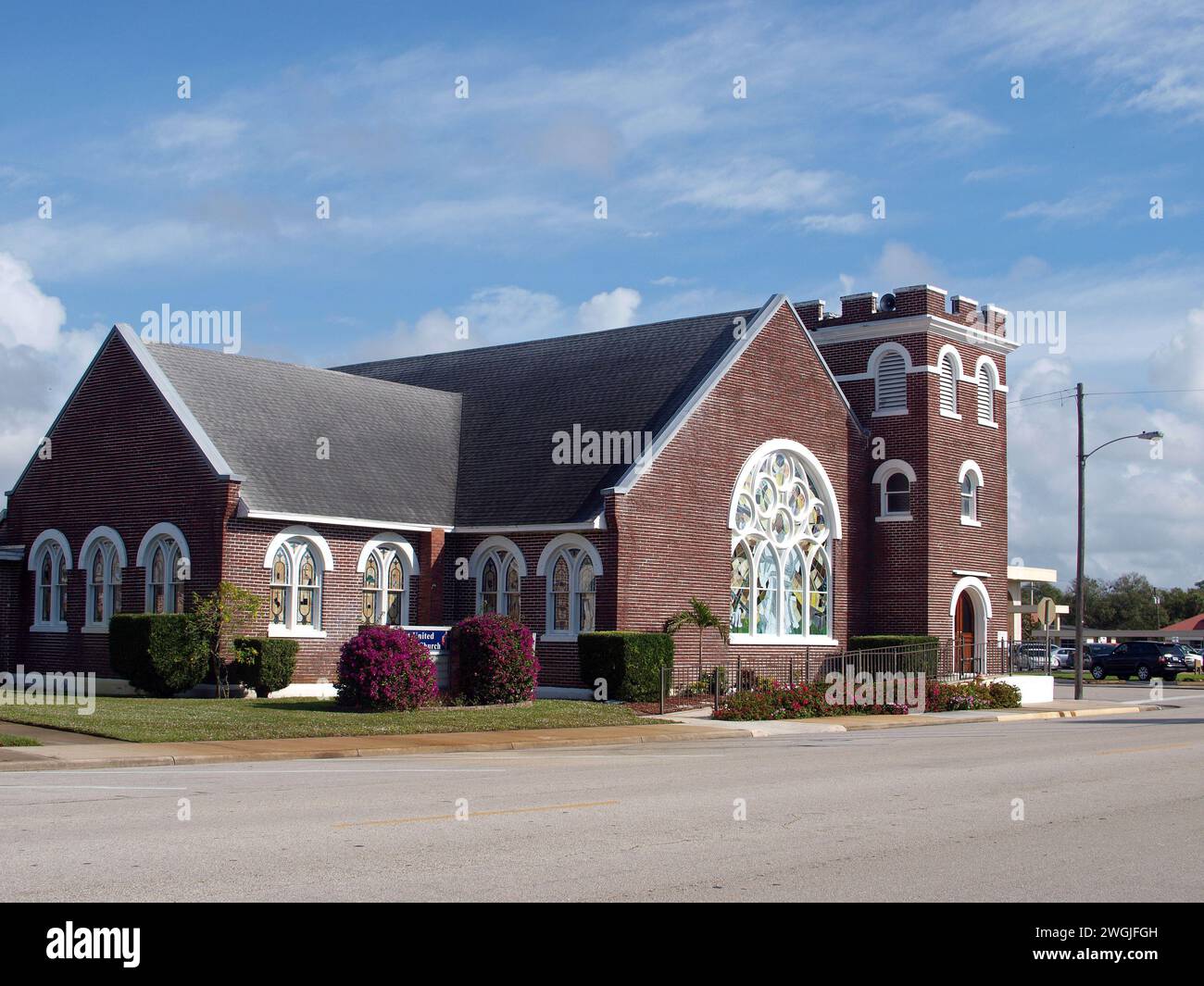 Okeechobee, Florida, Vereinigte Staaten - 1. Januar 2016: Die historische First United Methodist Church. Stockfoto
