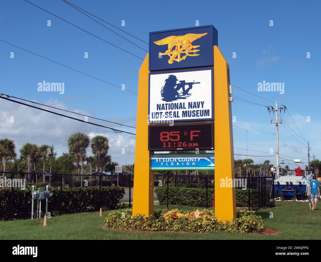 Ft. Pierce, Florida, USA - 29. Dezember 2015: Zeichen des National Navy UDT-SEAL Museum. Stockfoto