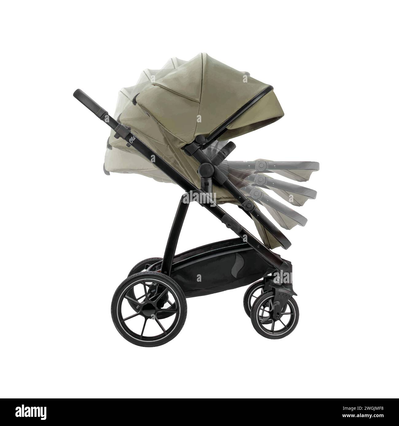 Babywagen faltend visuell schwarz modernes einfaches Design Vektor Stock Vektor