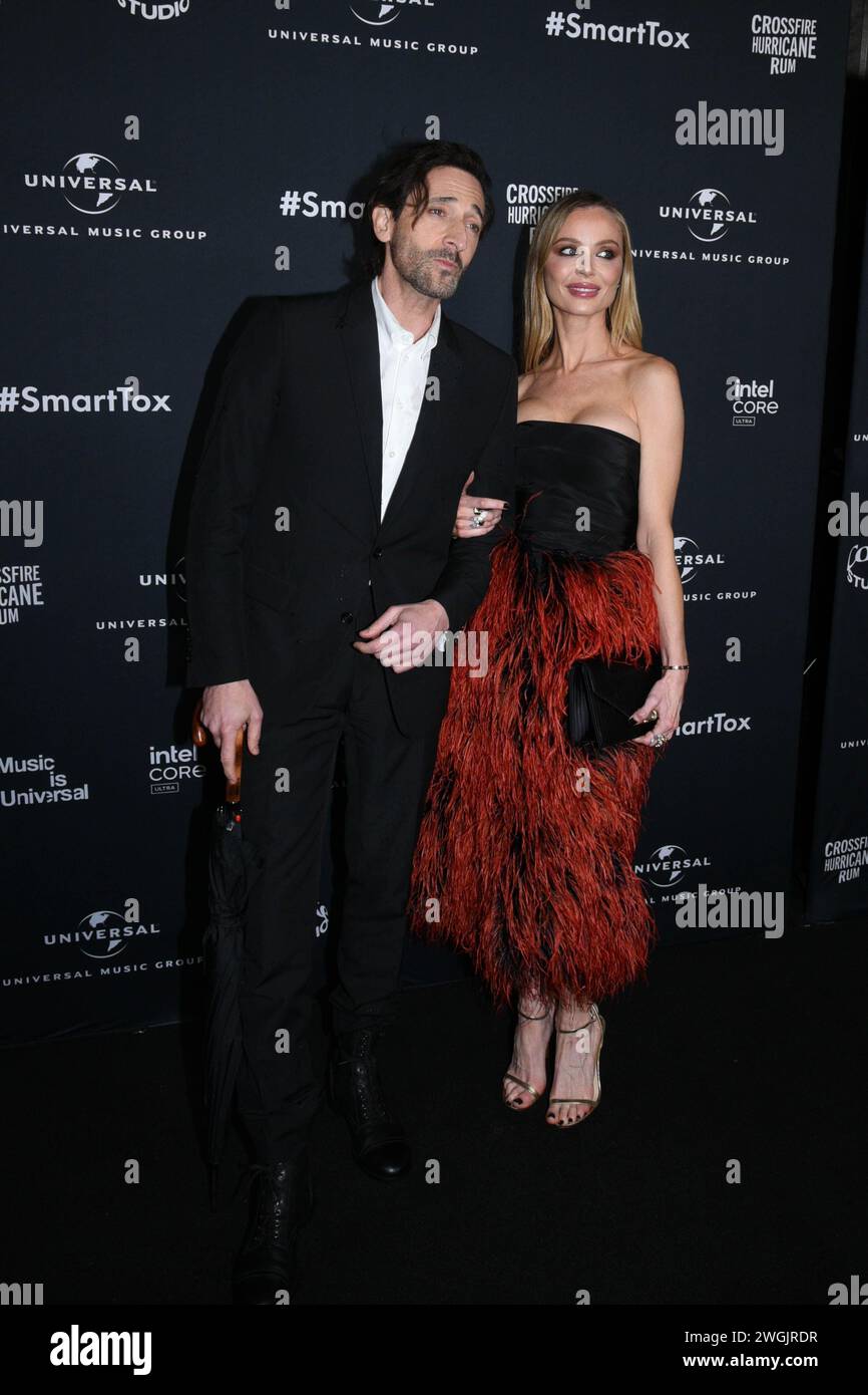 Los Angeles, USA. Februar 2024. Adrien Brody, Georgina Chapman, besuchte am 4. Februar 2024 die GRAMMY After Party der Universal Music Group in den Nya Studios in Los Angeles, Kalifornien. Foto: Annie Lesser/imageSPACE Credit: Imagespace/Alamy Live News Stockfoto