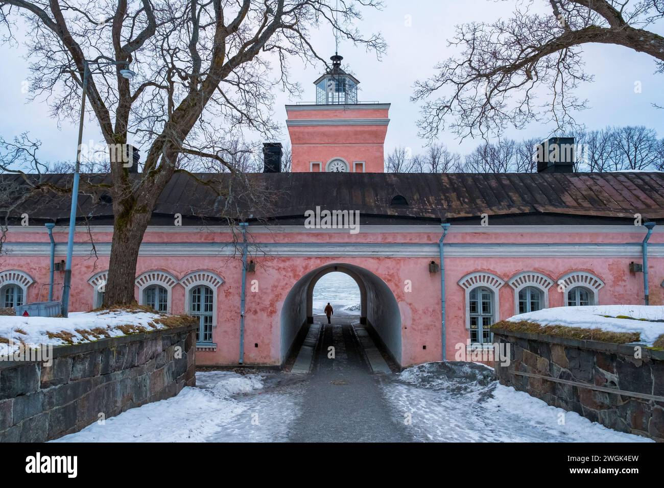 Suomenlinna Sea Fortress, Helsinki, Finnland, an einem Wintertag Stockfoto