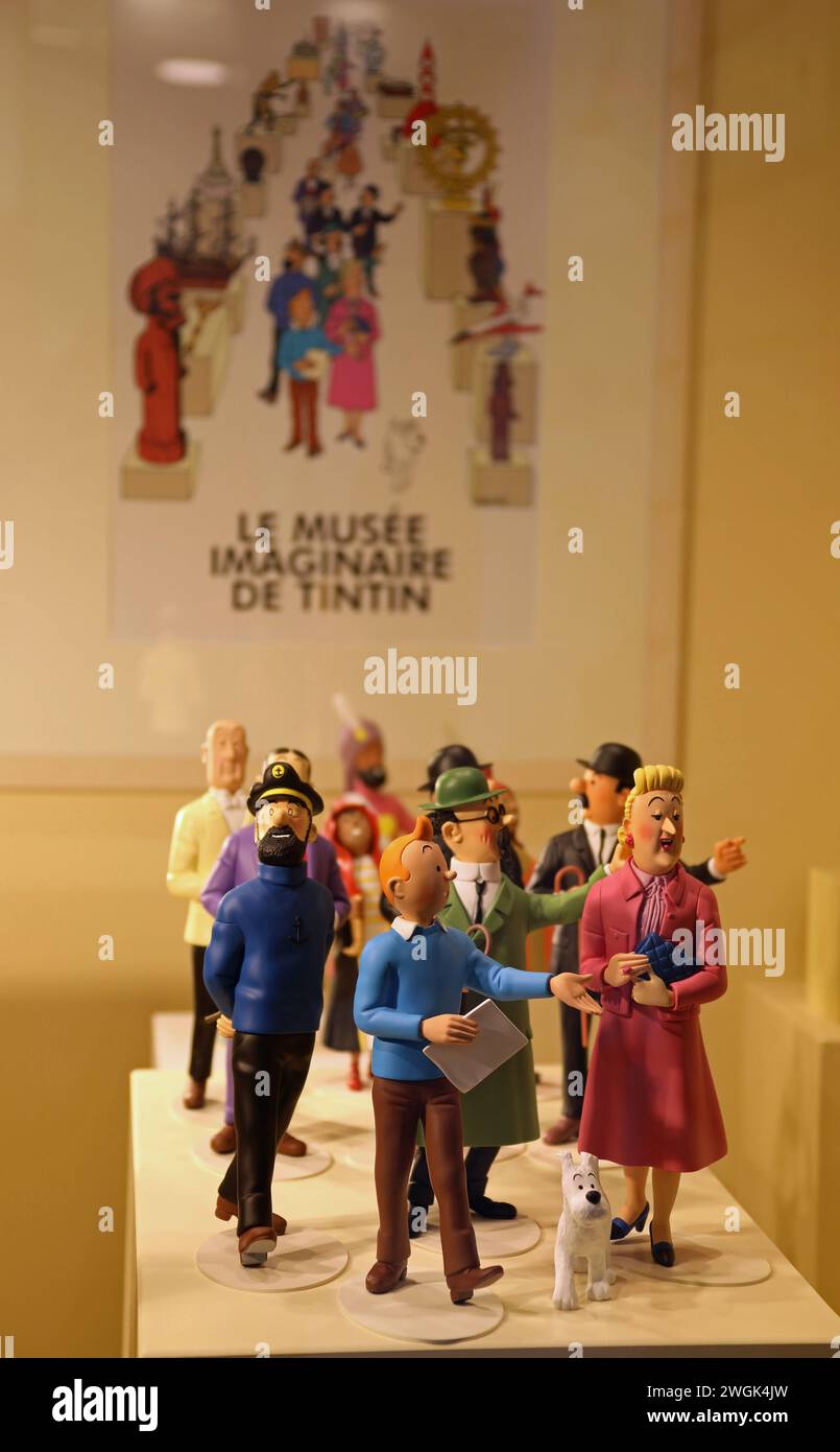 Tintin Figuren in einem Schaufenster Stockfoto