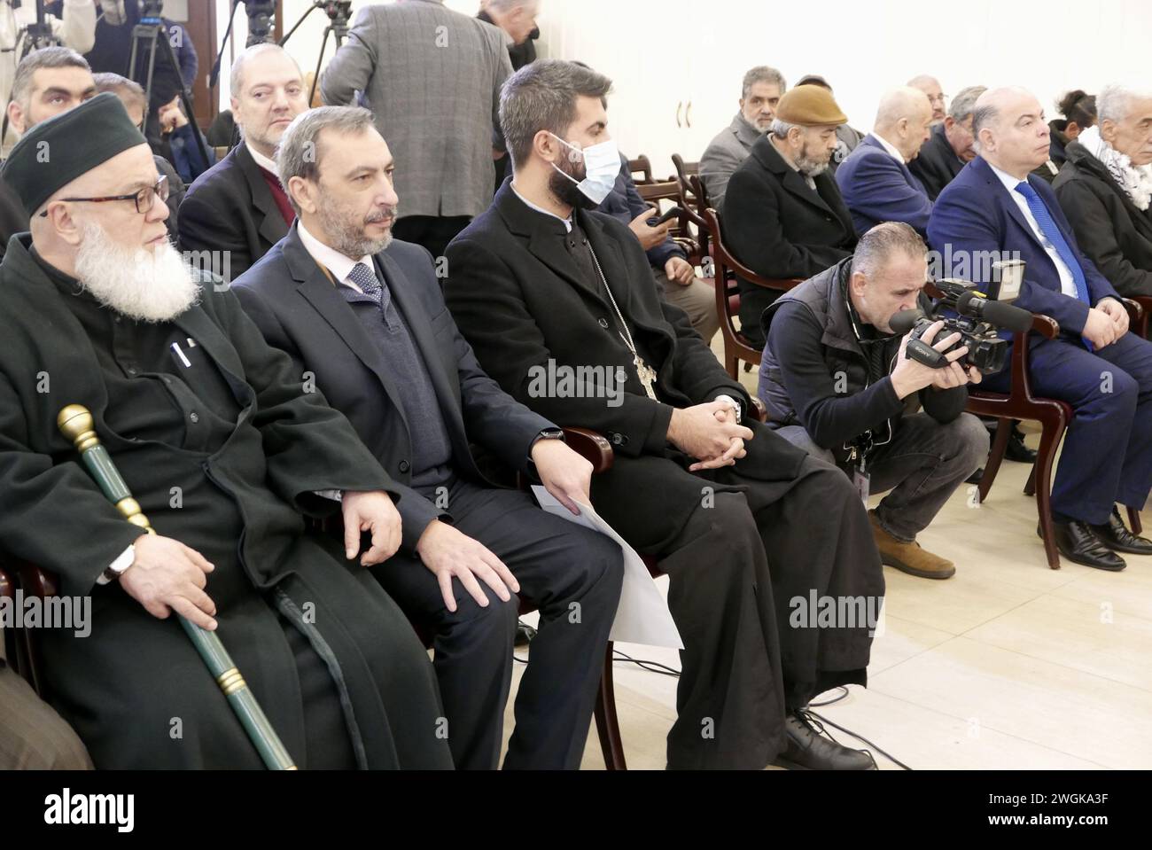 Beirut, Libanon. Februar 2024. 4 Initiative der Al-Quds Global Week beim Pressesyndacate in Beirut, Libanon, am 5. Februar 2024. (Foto: Elisa Gestri/SIPA USA) Credit: SIPA USA/Alamy Live News Stockfoto