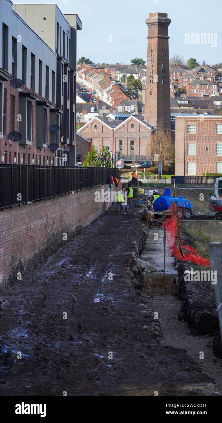 Barry, Vale of Glamorgan, Wales 1. Februar 2024: Die Arbeiten an dem 350 Millionen Pfund teuren Projekt zur Sanierung des Dockland werden fortgesetzt Stockfoto