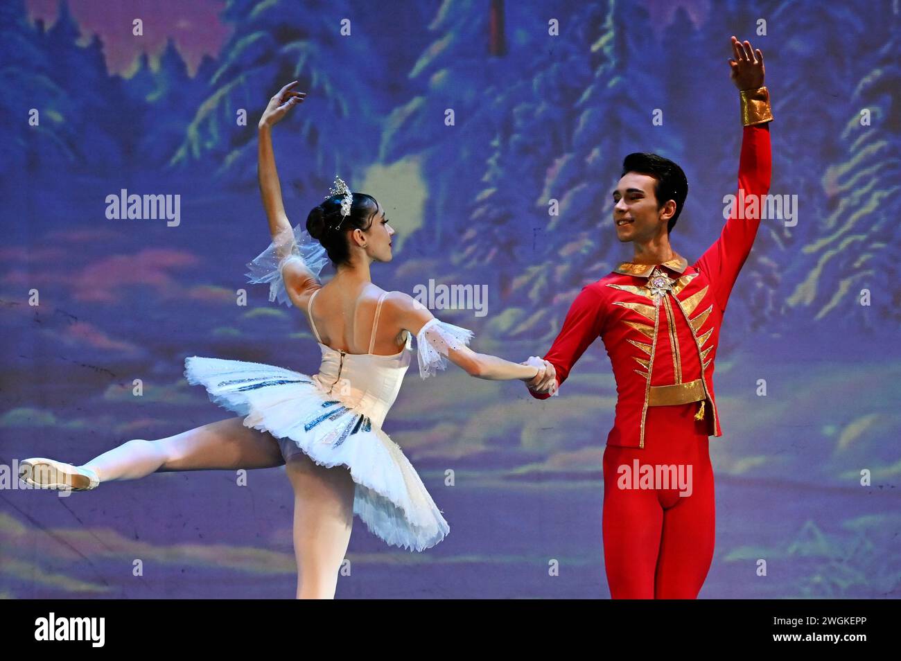 London, Großbritannien. Februar 2024. Die Besetzungen treten für The Nussknacker auf - die Tänze des Varna International Ballet, die derzeit im New Wimbledon Theatre in London auf Tour sind. Quelle: Siehe Li/Picture Capital/Alamy Live News Stockfoto