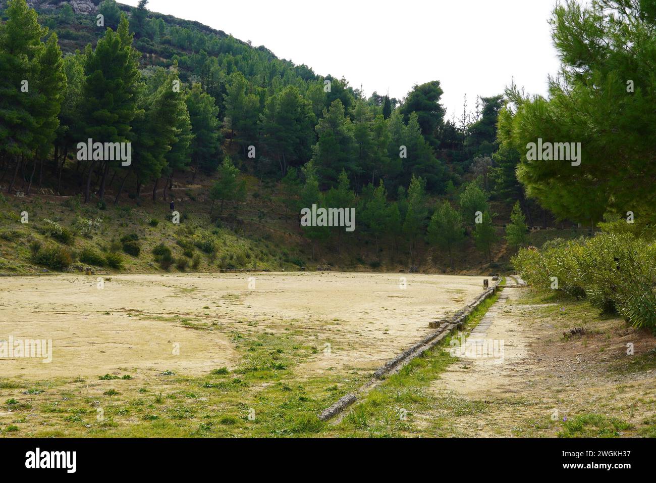 Blick auf das alte Stadion von Nemea Stockfoto