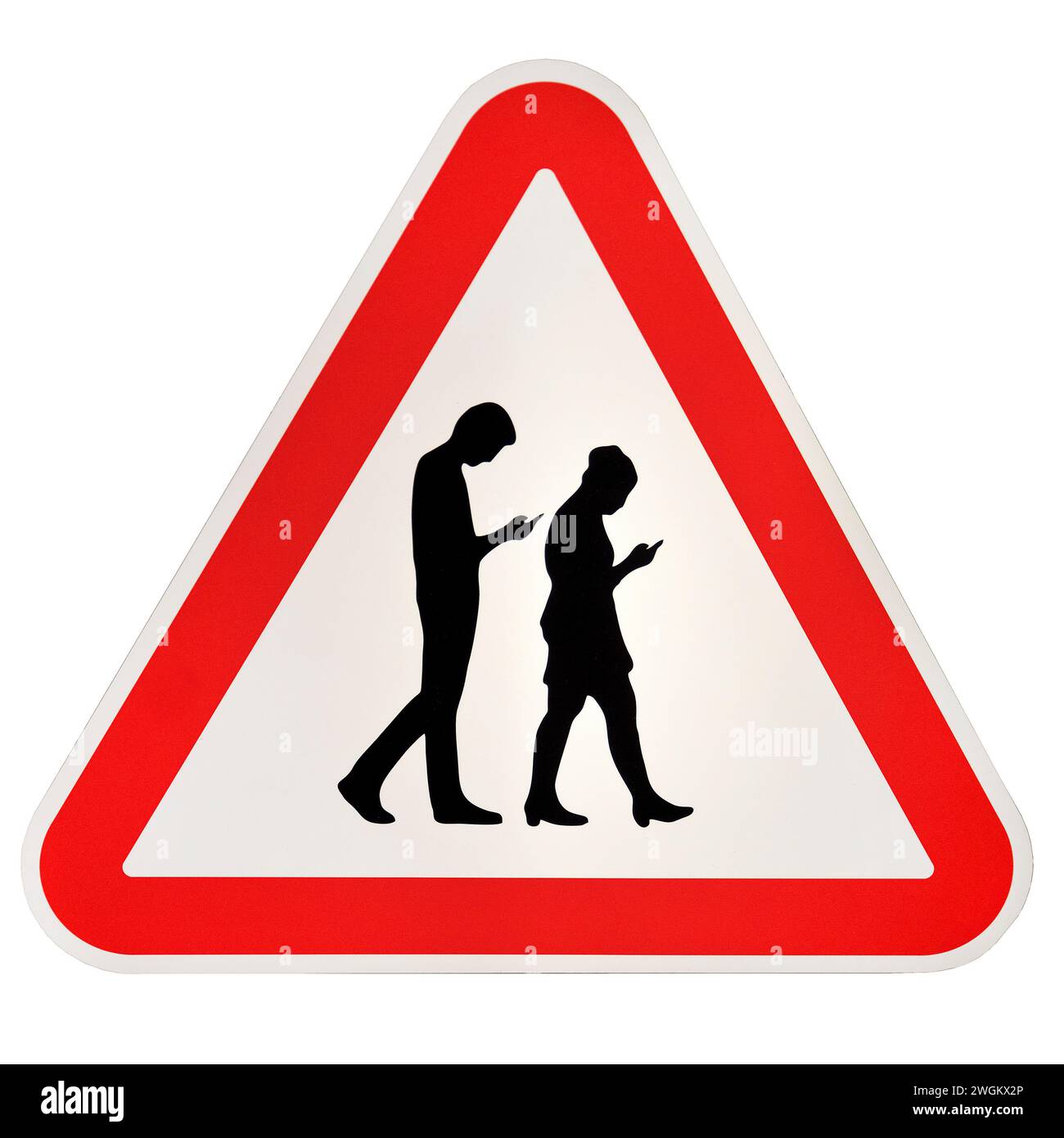 Fiktive Verkehrszeichen-Gefahr von Handybenutzern, Fotomontage Stockfoto
