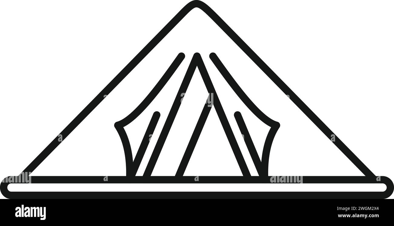 Umrissvektor für das Symbol des Reisezelt. Lebenssicherheit Wandern. Familienaktive Betreuung Stock Vektor