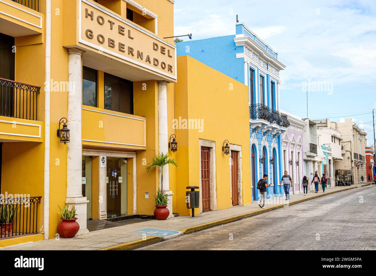 Merida Mexico, Centro Historico Centre District, Calle 59, historisches renoviertes, restauriertes Wohnhaus, Häuser Residenzen Architektur, Häuserhäuser, b Stockfoto