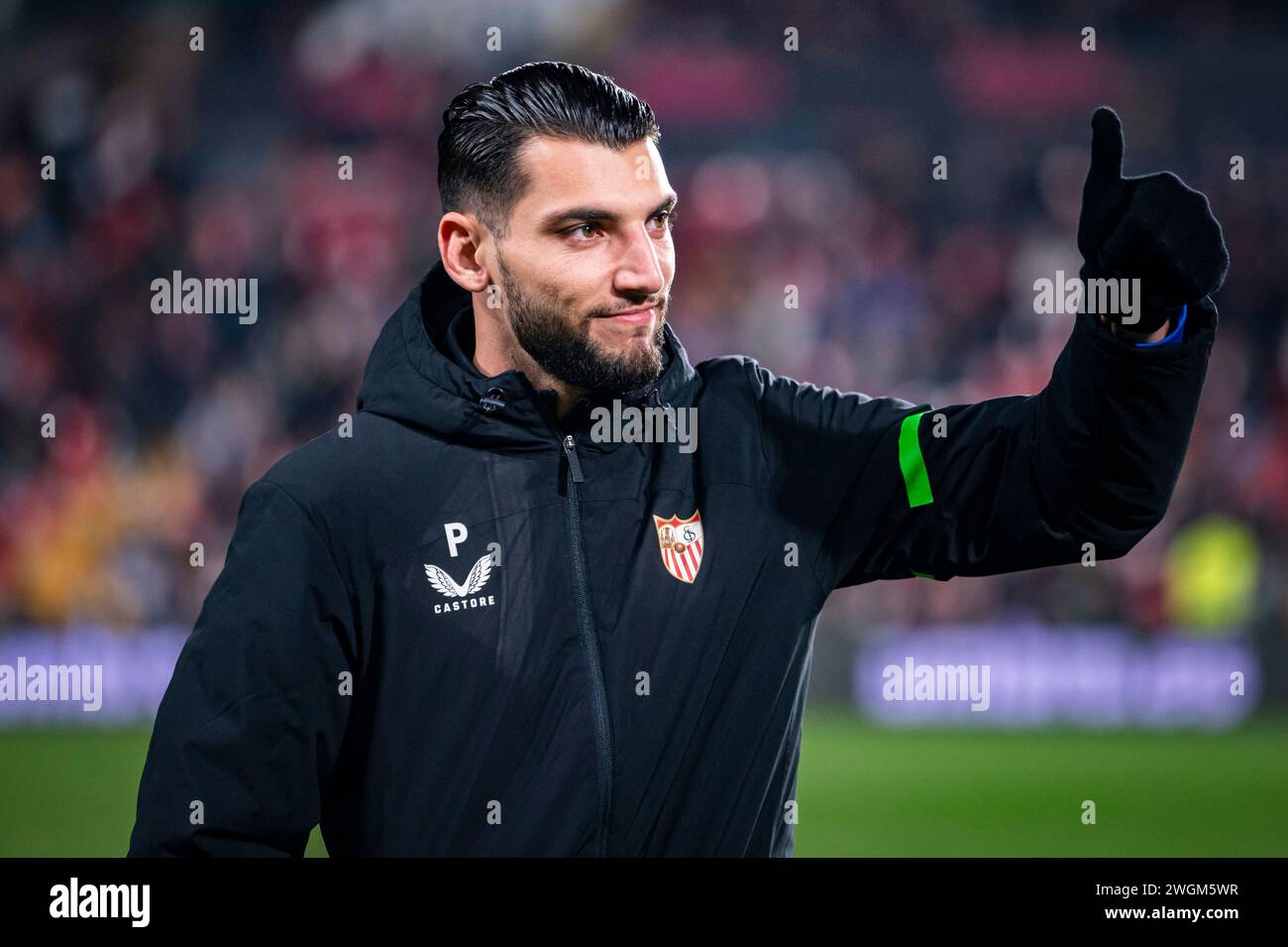 Madrid, Madrid, Spanien. Februar 2024. Rafa mir aus Sevilla war vor dem Fußballspiel La Liga EA Sports 2023/24 zwischen Rayo Vallecano und Sevilla im Estadio Vallecas in Madrid zu sehen. (Kreditbild: © Alberto Gardin/ZUMA Press Wire) NUR REDAKTIONELLE VERWENDUNG! Nicht für kommerzielle ZWECKE! Stockfoto