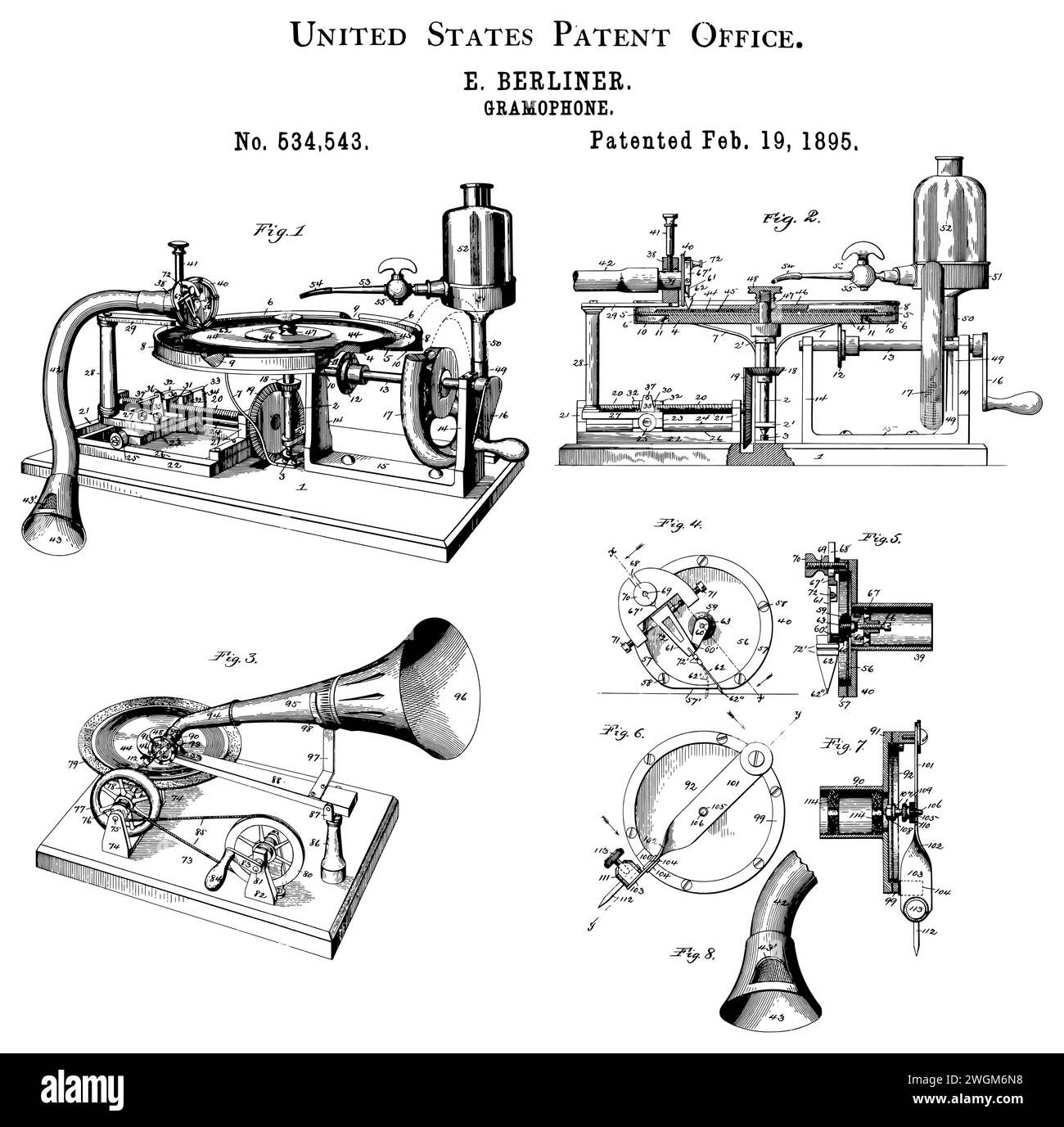 Grammophon-Lackkunst Im Vintage-Stil Aus Dem Jahr 1895 Stock Vektor