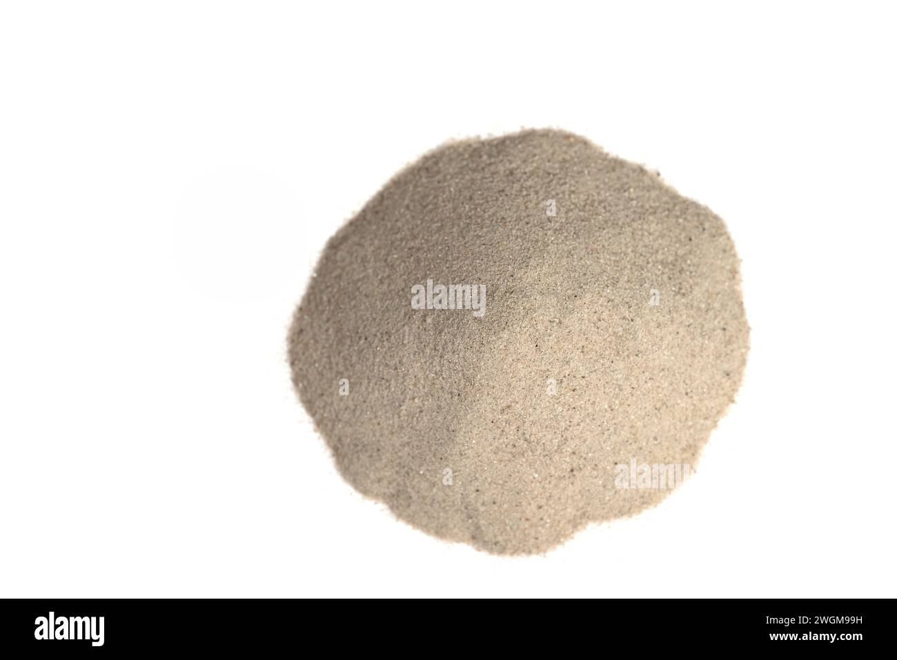Weißer geräucherter Sand auf weißem Hintergrund Stockfoto