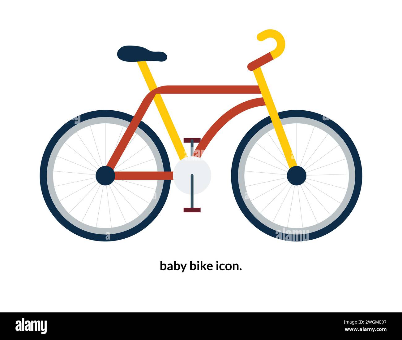 Symbol für das Baby-Fahrrad. Isoliert auf weißem Hintergrund. Stockfoto
