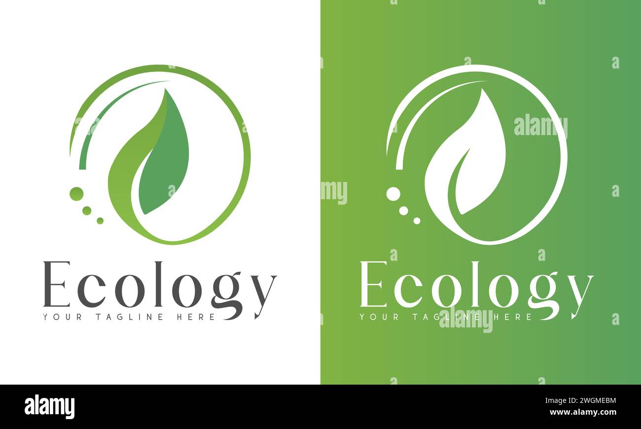 Ökologisches Logo Design umweltfreundliches Logo Blatt mit kreisförmigem Grün Natur-Symbol Stock Vektor