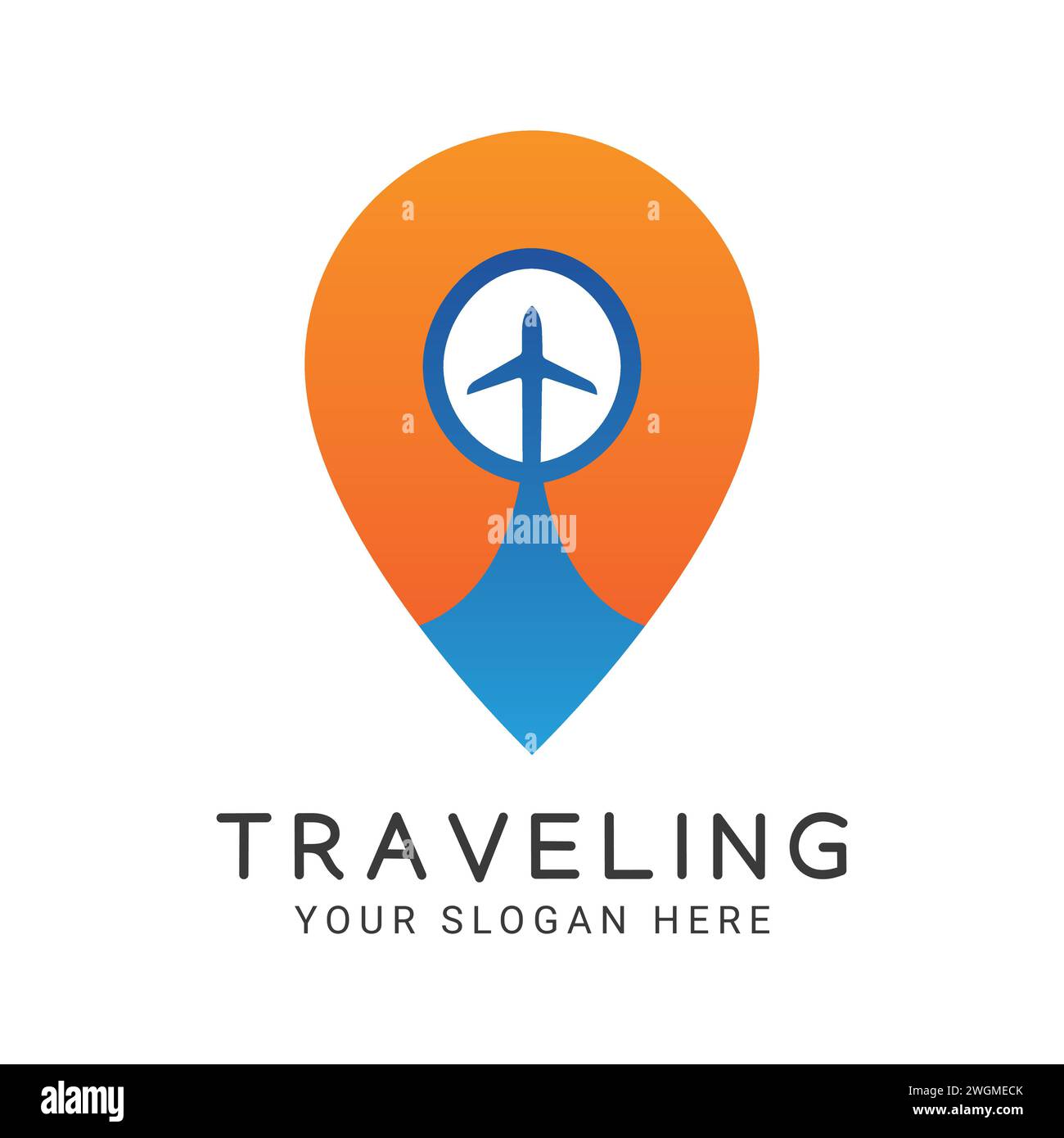 Logos für Reiseorte – Plane mit Positionssymbol Stock Vektor Logos für Reiseorte – Plane mit Positionssymbol Stock Vektor