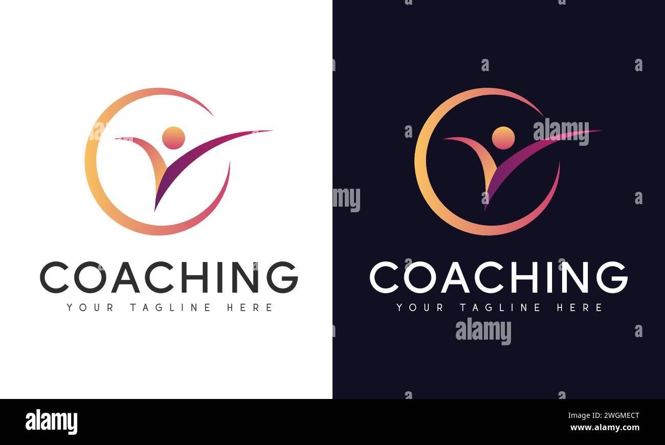 Coaching Logo Design Menschlicher Korrekter Tick-Logotyp Stock Vektor