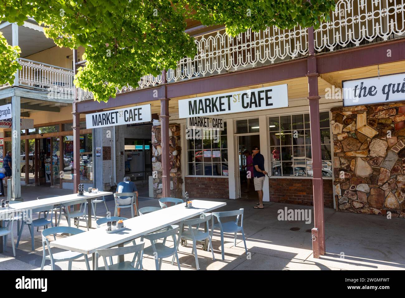 Mudgee Stadtzentrum und Market Street Cafe Coffee Shop, New South Wales, Australien, 2024 Stockfoto