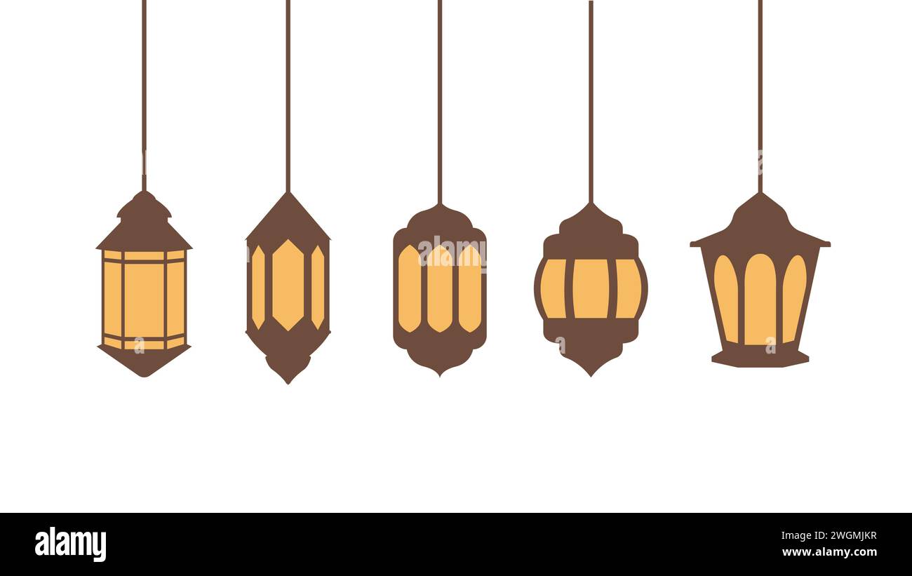 Hängeleuchten Kollektion, flaches Design Set Happy ramadan Laterne Dekoration Stock Vektor