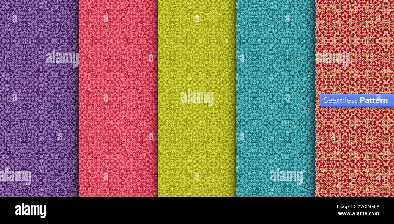 Geometrisches Muster im chinesischen Stil. regenbogenhintergrund. Zeitgenössische Kunst. Symmetrisch. Minimalistischer Stil. Für Tapeten, Wrapper, Textilien, Stoff, Kleidung, also Stock Vektor