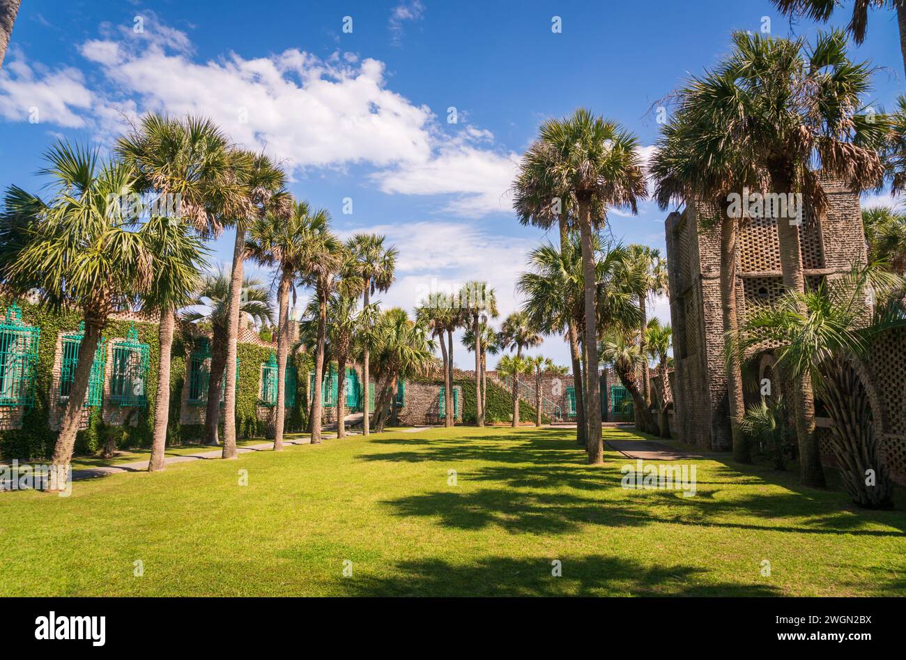 Das Atalaya Castle, Heimat von Anna und Archer Huntington, Huntington State Park in South Carolina Stockfoto