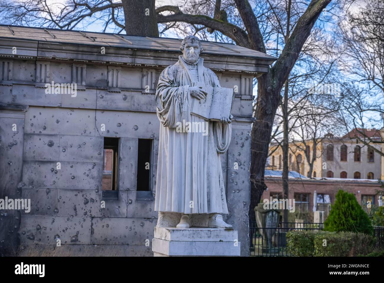 Statue Martin Luther, Dorotheenstädtischer Friedhof, Chausseestraße, Mitte, Berlin, Deutschland Stockfoto