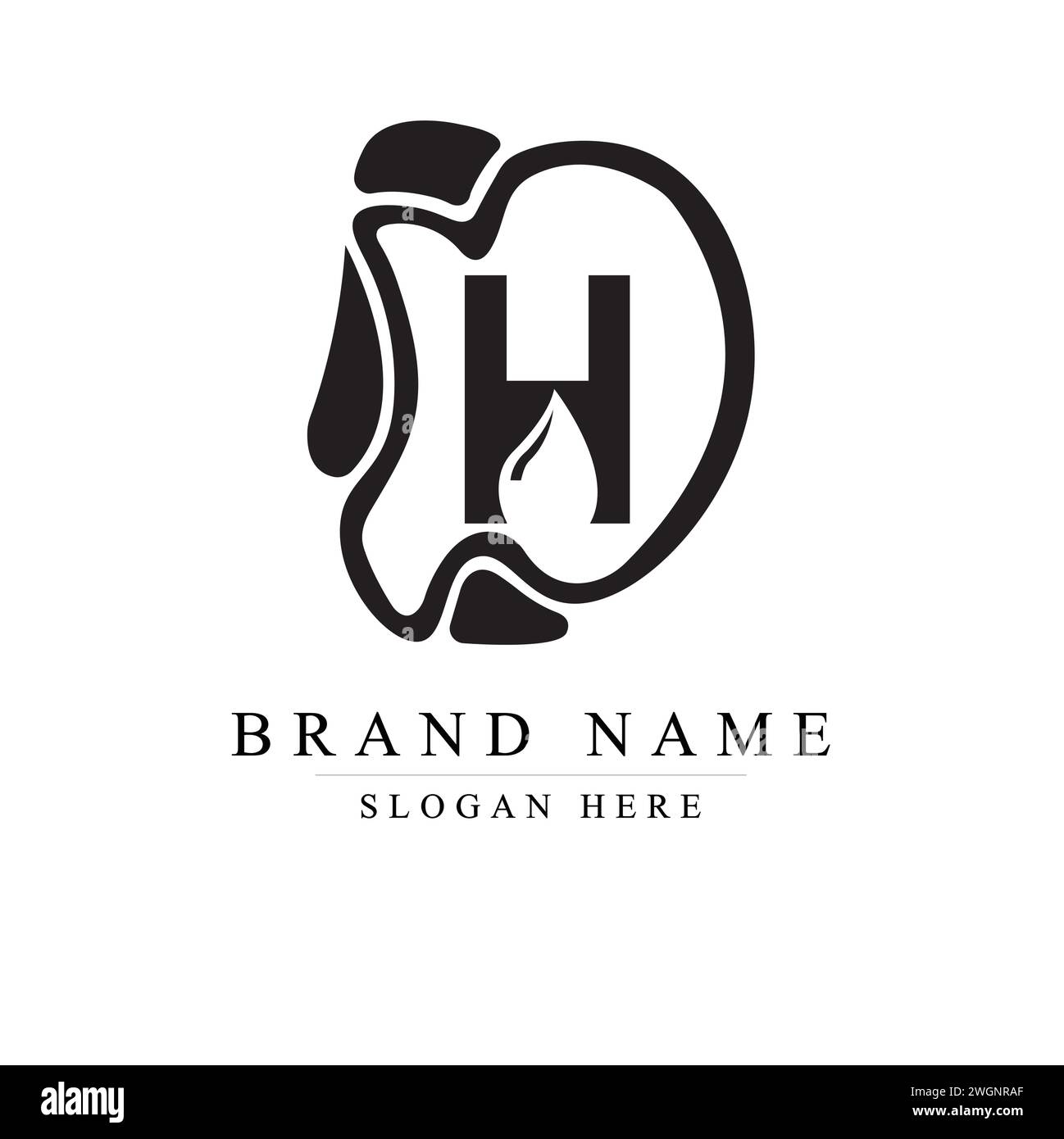 H Logo Flamme, harmonisch DH ein elegantes Monogramm Logo, Buchstabe H Flamme innen Stock Vektor
