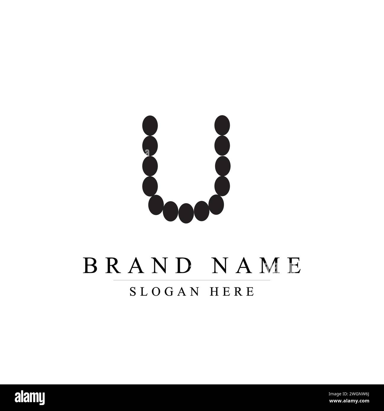 Rastermaß rund U, Letter U Logo Design Vektor Illustration Stock Vektor