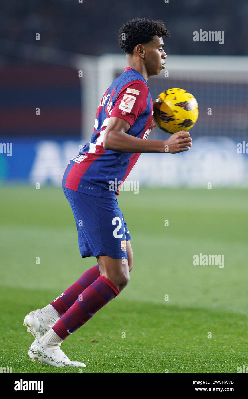 Barcelona, Spanien. Januar 2024. Lamine Yamal in Aktion beim LaLiga EA