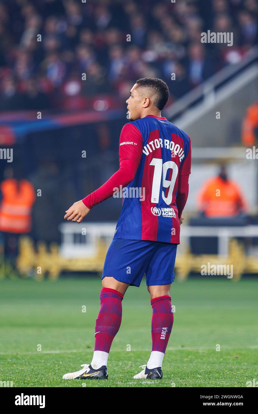 Barcelona, Spanien. Januar 2024. Vitor Roque in Aktion beim LaLiga EA Sports Spiel zwischen dem FC Barcelona und Villarreal CF im Estadi Olimpic Stockfoto