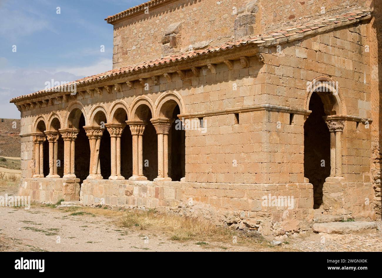 Caracena, Kirche San Pedro (romanische 12. Jahrhundert). Soria Provinz, Castilla y Leon, Spanien. Stockfoto