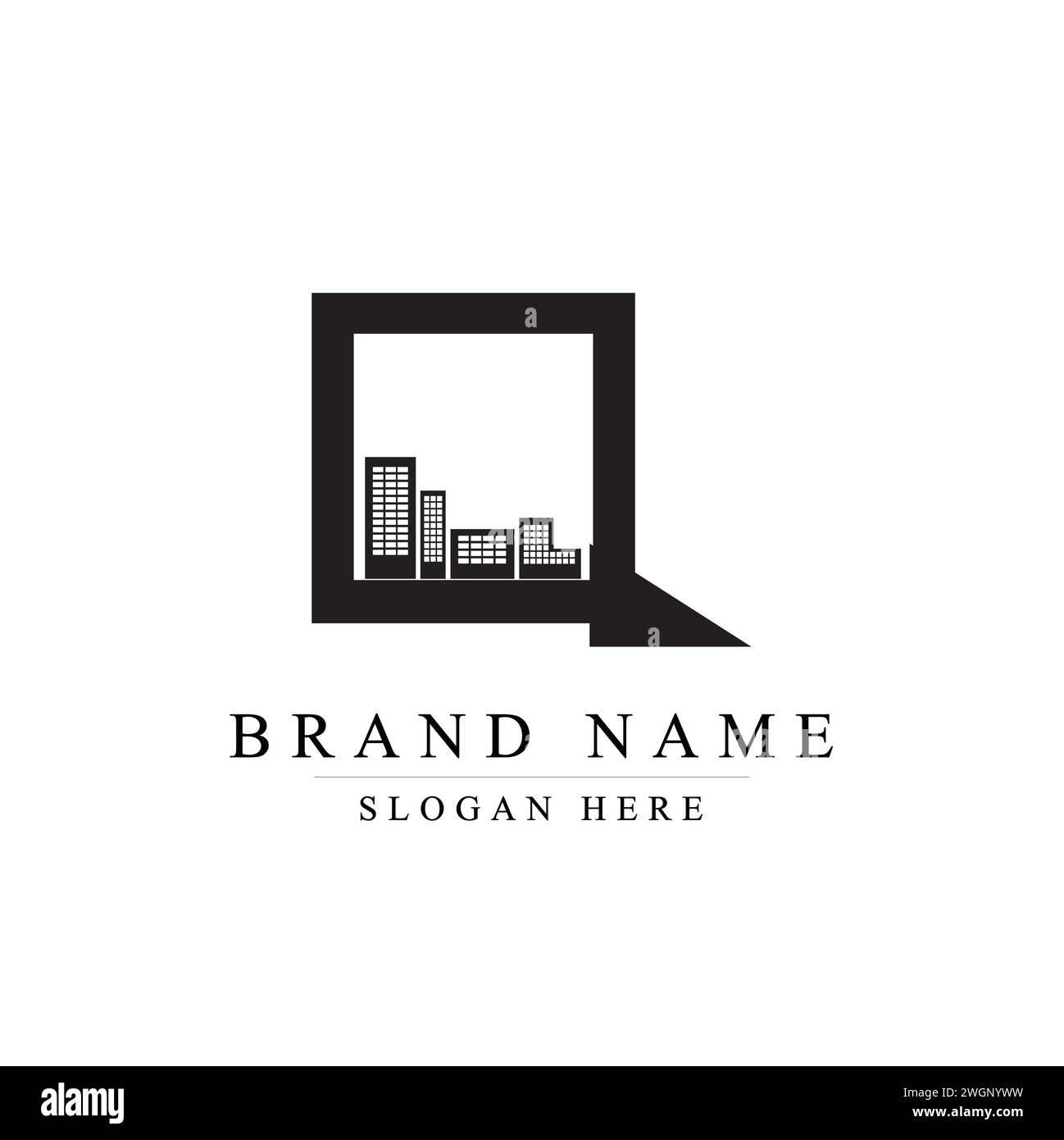 Q Buchstabe Immobilien-Logo-Vorlage, Buchstabe Q Logo Design Vektor-Illustration Stock Vektor