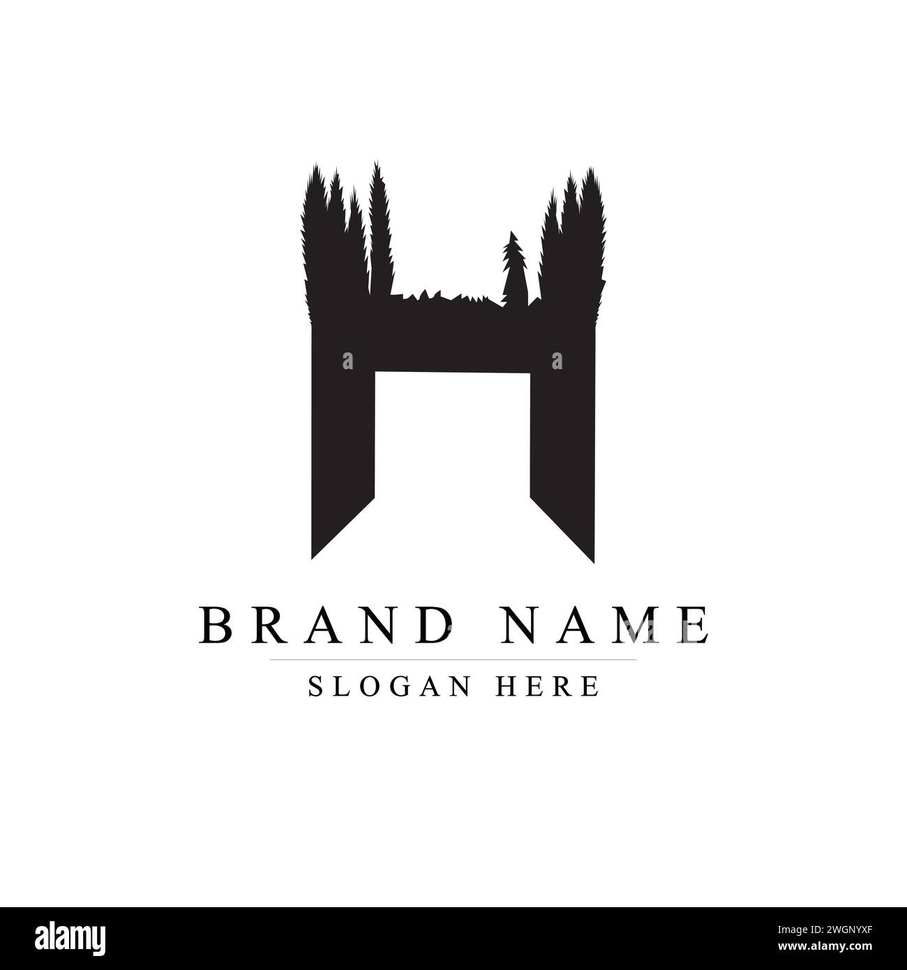 Das vom Baum inspirierte H-Logo für Premium-Marken, das vom Baum inspirierte H-Logo für Premium-Marken Stock Vektor